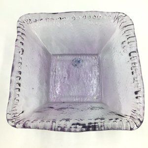 ECOGLASS Recycled Glass Serving Bowl Made in SPAIN Purple Hue Square EUC